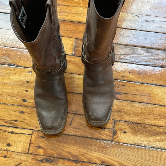 Frye Brown Leather Combat & Moto Boots - Picture 3 of 6